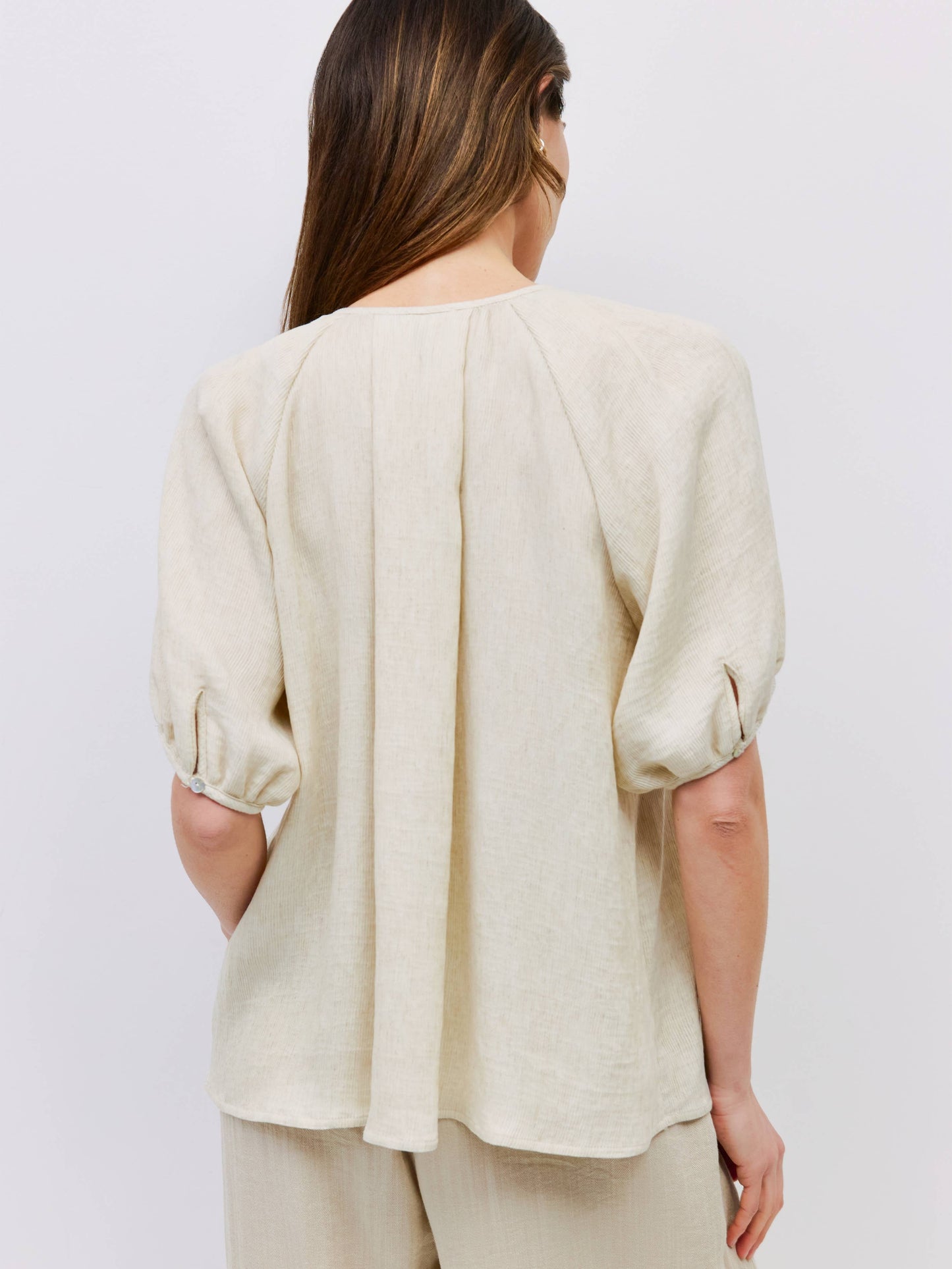 Pleated Half Button Blouse