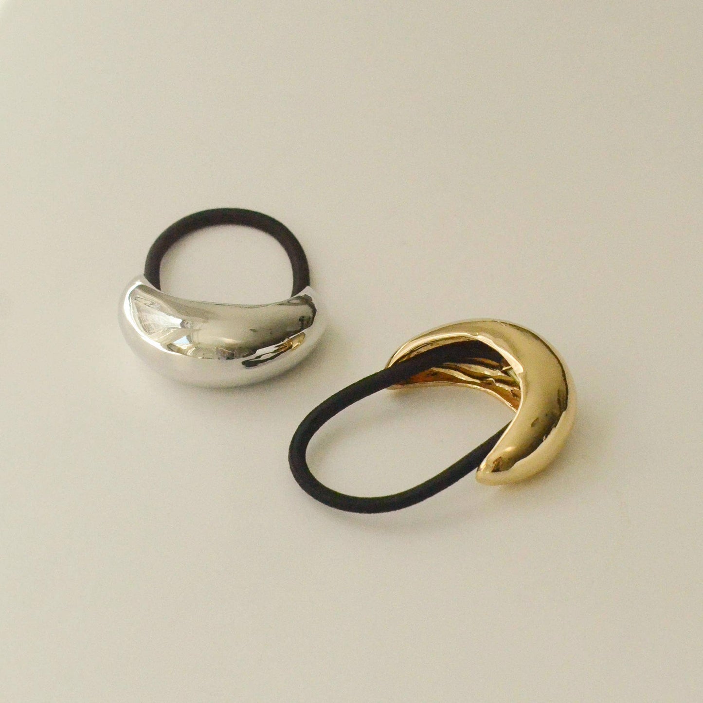 Silver Narrow Crescent Metal Cuff Hair Tie