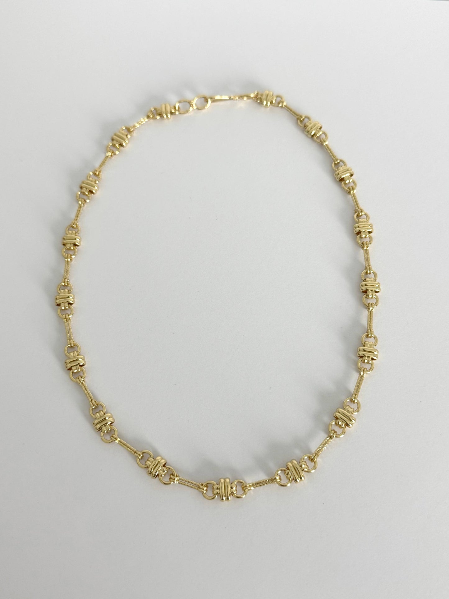 18K Gold Filled Textured Chain Link Necklace