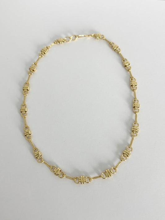 18K Gold Filled Textured Chain Link Necklace