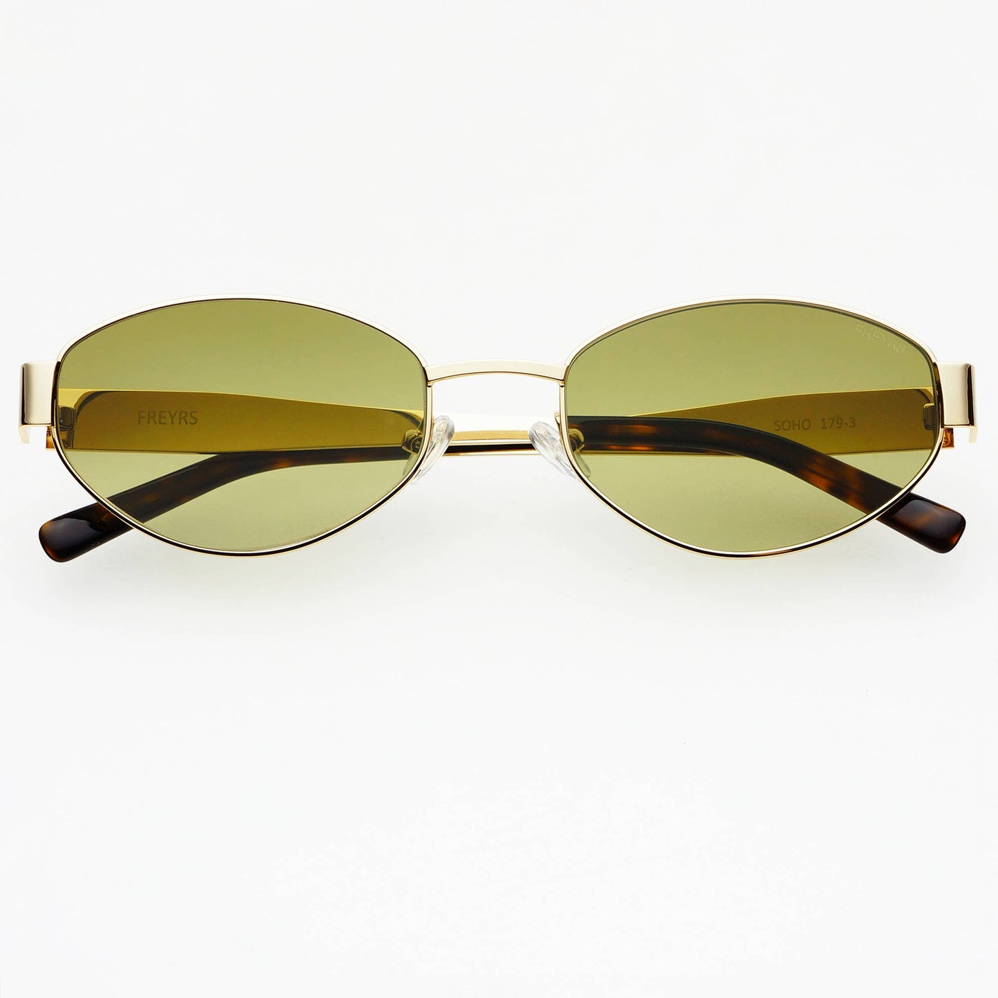 Soho Gold Green Oval Sunglasses