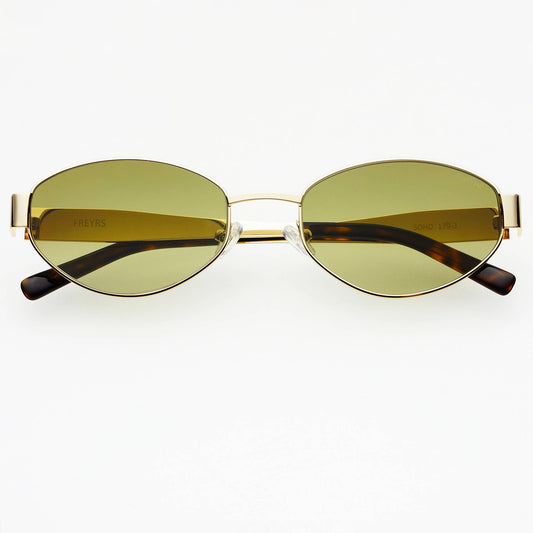 Soho Gold Green Oval Sunglasses