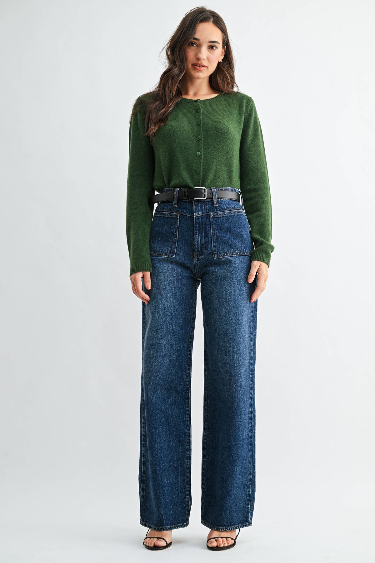 Dark Wash High Rise Square Pocket Jeans
