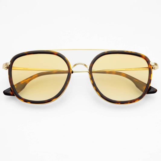 Dark Tortoise Yellow Weston Round Sunglasses