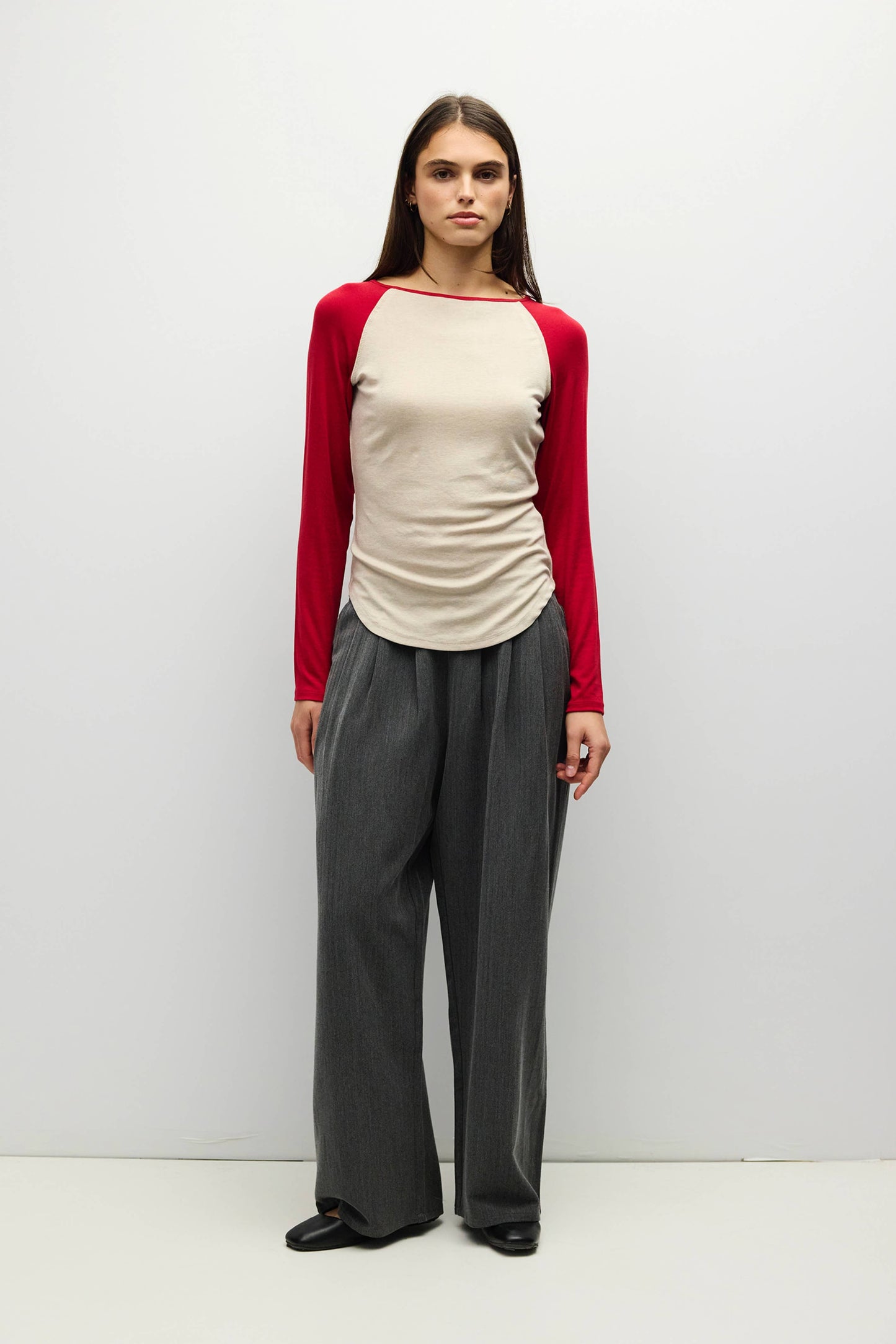 Contrast Raglan Long Sleeve Knit Top