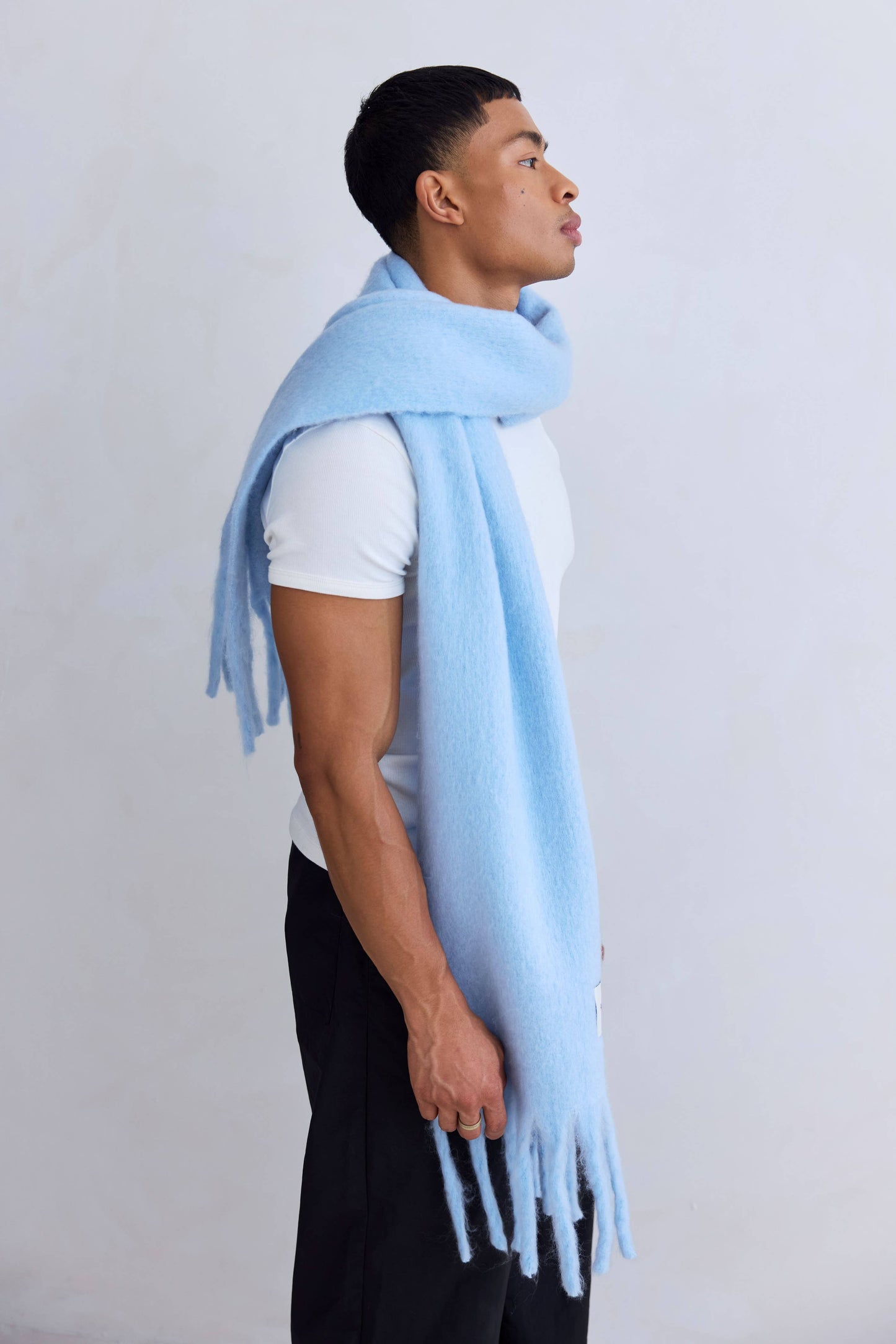 Glacier Blue Brushed Oversized Scarf
