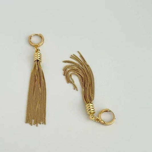 Gold Fringe Huggie Hoop Earrings