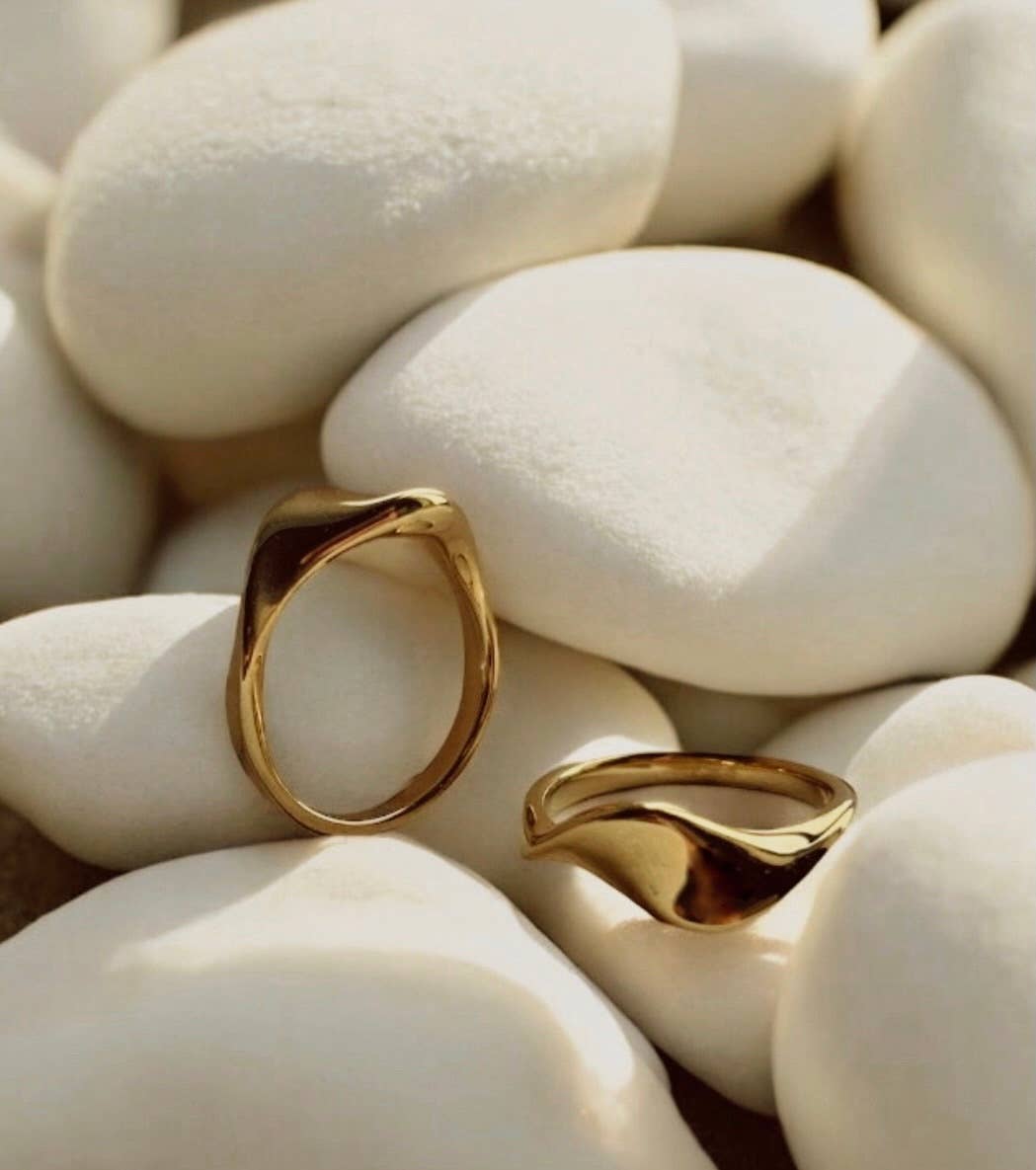 Gold Organic Wavy Statement Ring