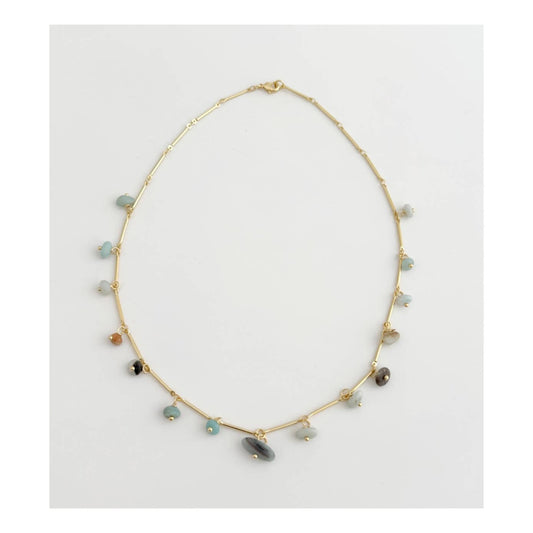 Gold Filled Amazonite Stone Link Chain Necklace