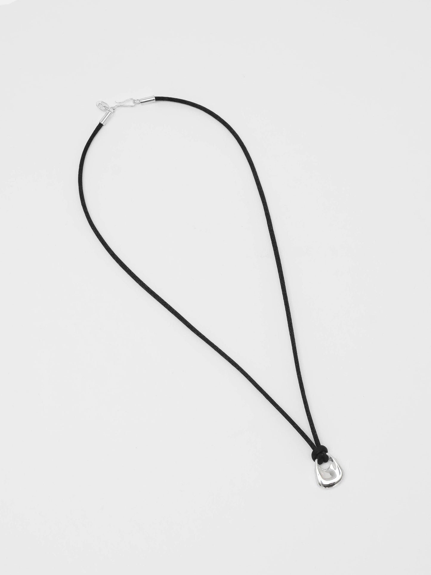 Silver Black Cord Pendant Necklace