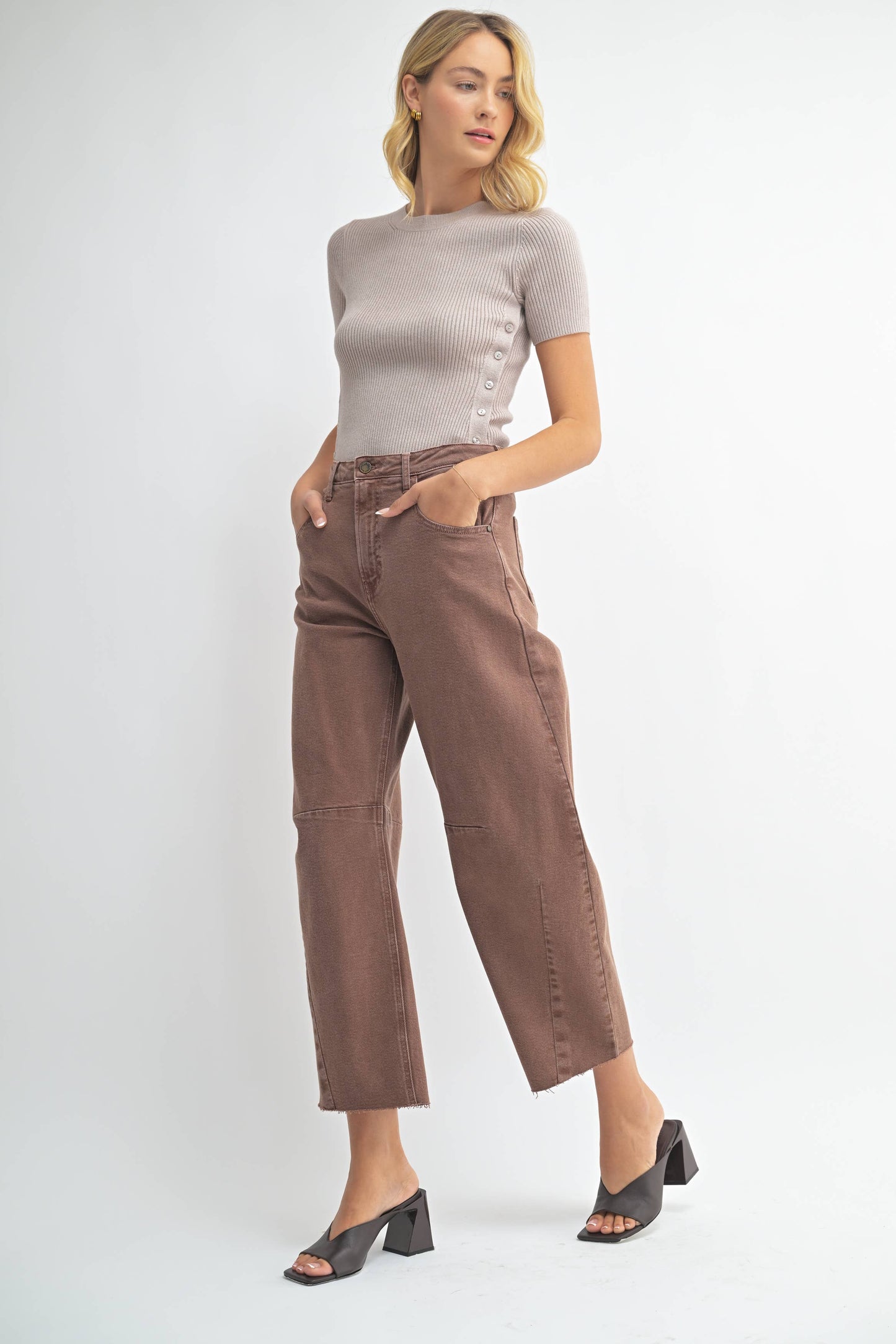 Espresso Seamed Barrel Jean