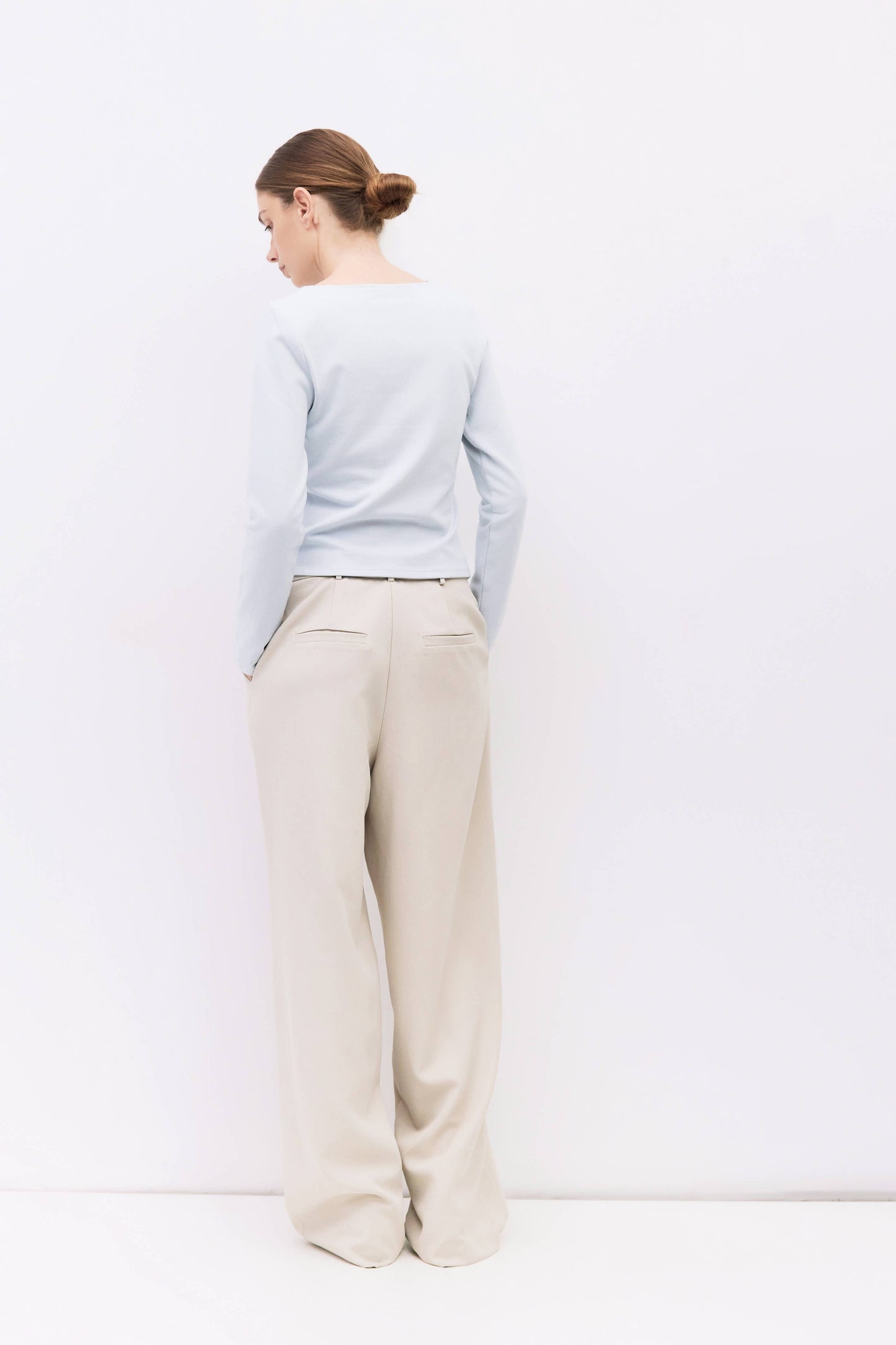 Brushed Jersey Long Sleeve Fitted Tee