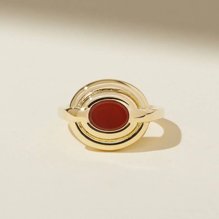 Gold Oval Carnelian Ring