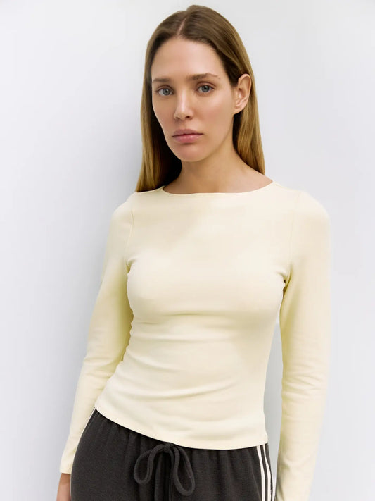 Brushed Jersey Long Sleeve Fitted Tee