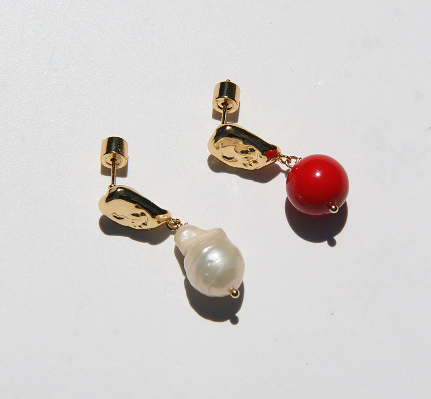 Gold-Filled Pearl/Bead Dangle Earrings