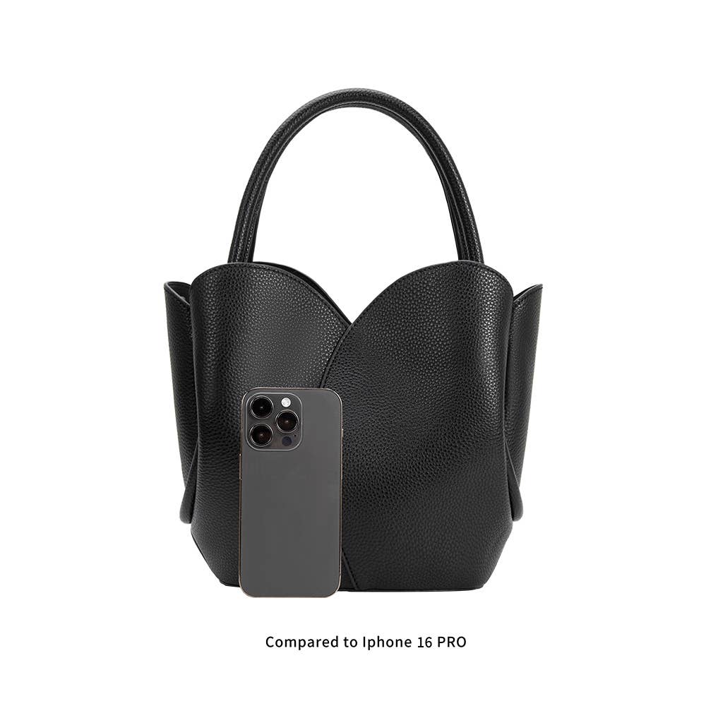 Tulip Black Polka Dot Top Handle Bag