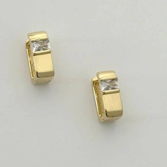 14K Gold Filled Rectangular CZ Baguette Hoops