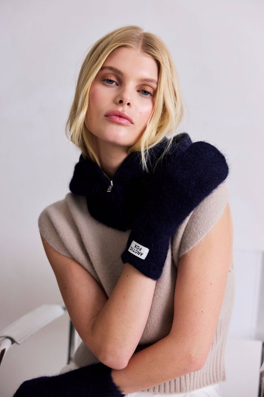 Dark Navy Alpaca Mittens