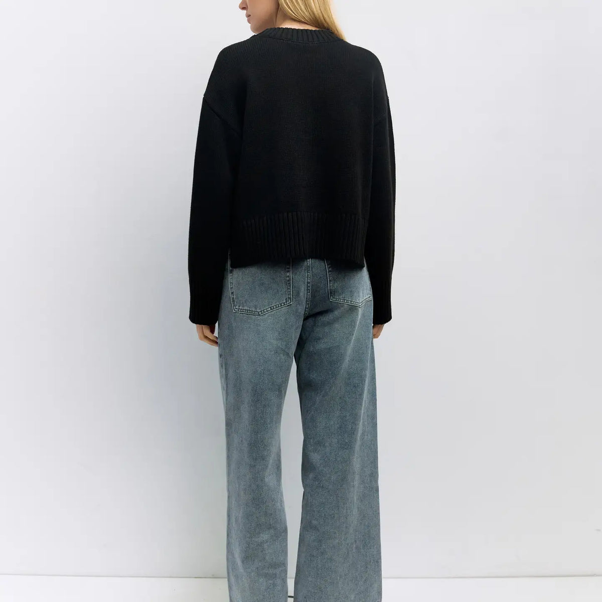 Cotton Ribbed Knit Pullover Sweater