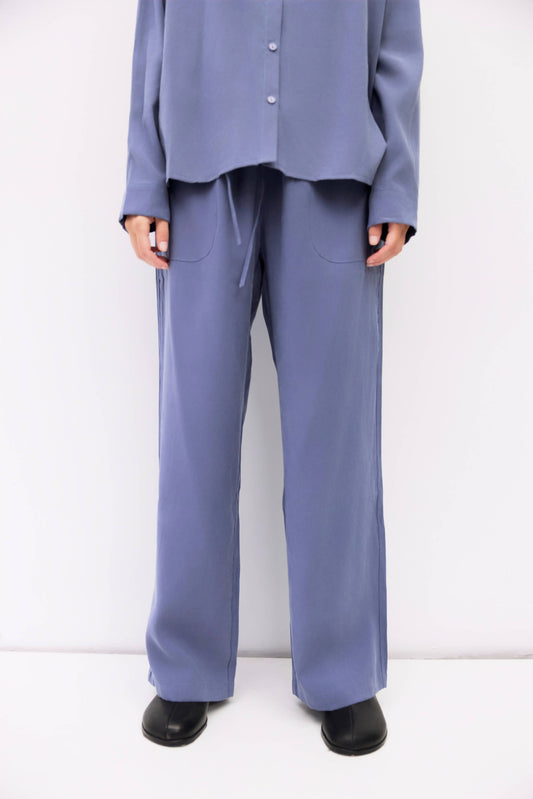 Brushed Drawstring Wide-Leg Pants