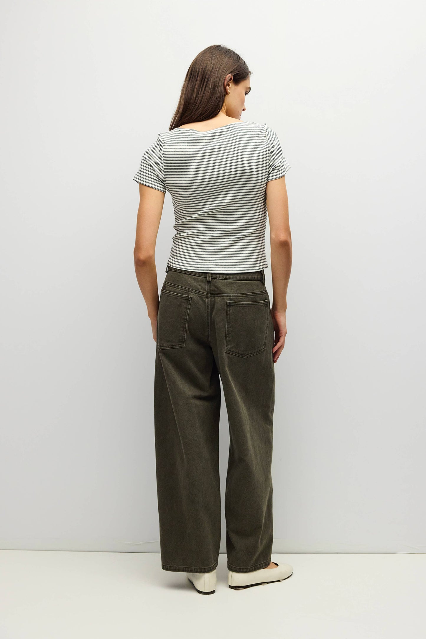 Brushed Striped Wide Neck Tee