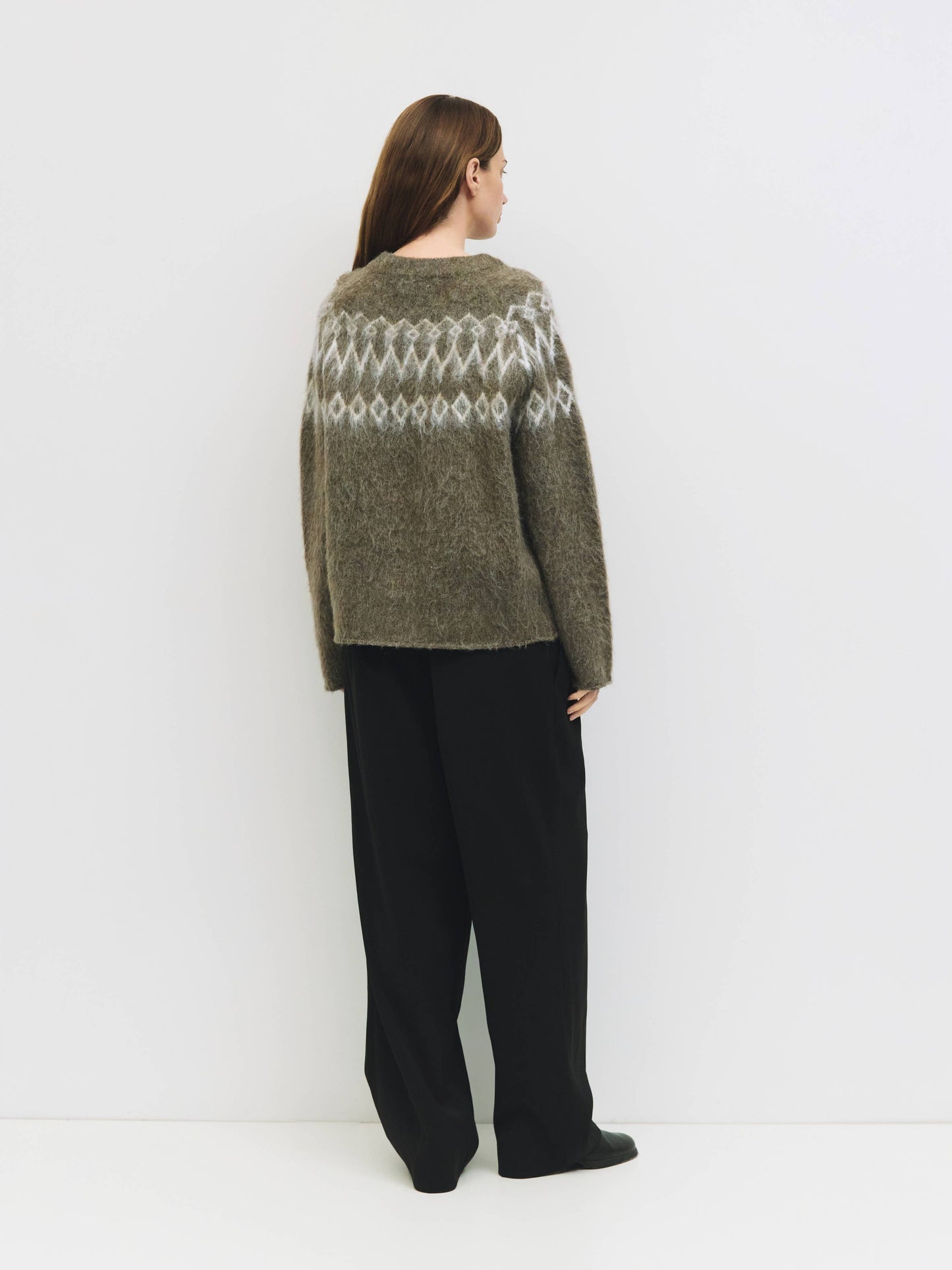 Brown Fair Isle Brushed Sweater