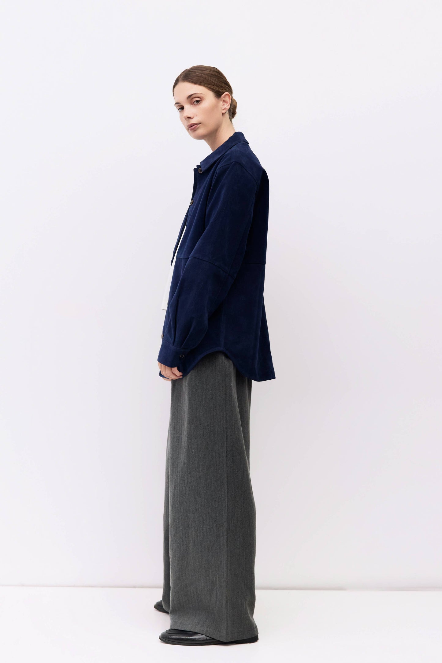 Oversized Faux Suede Shirt Jacket