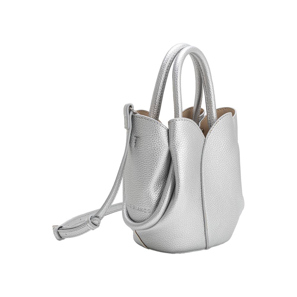Tulip Mini Metallic Silver Top Handle Bag