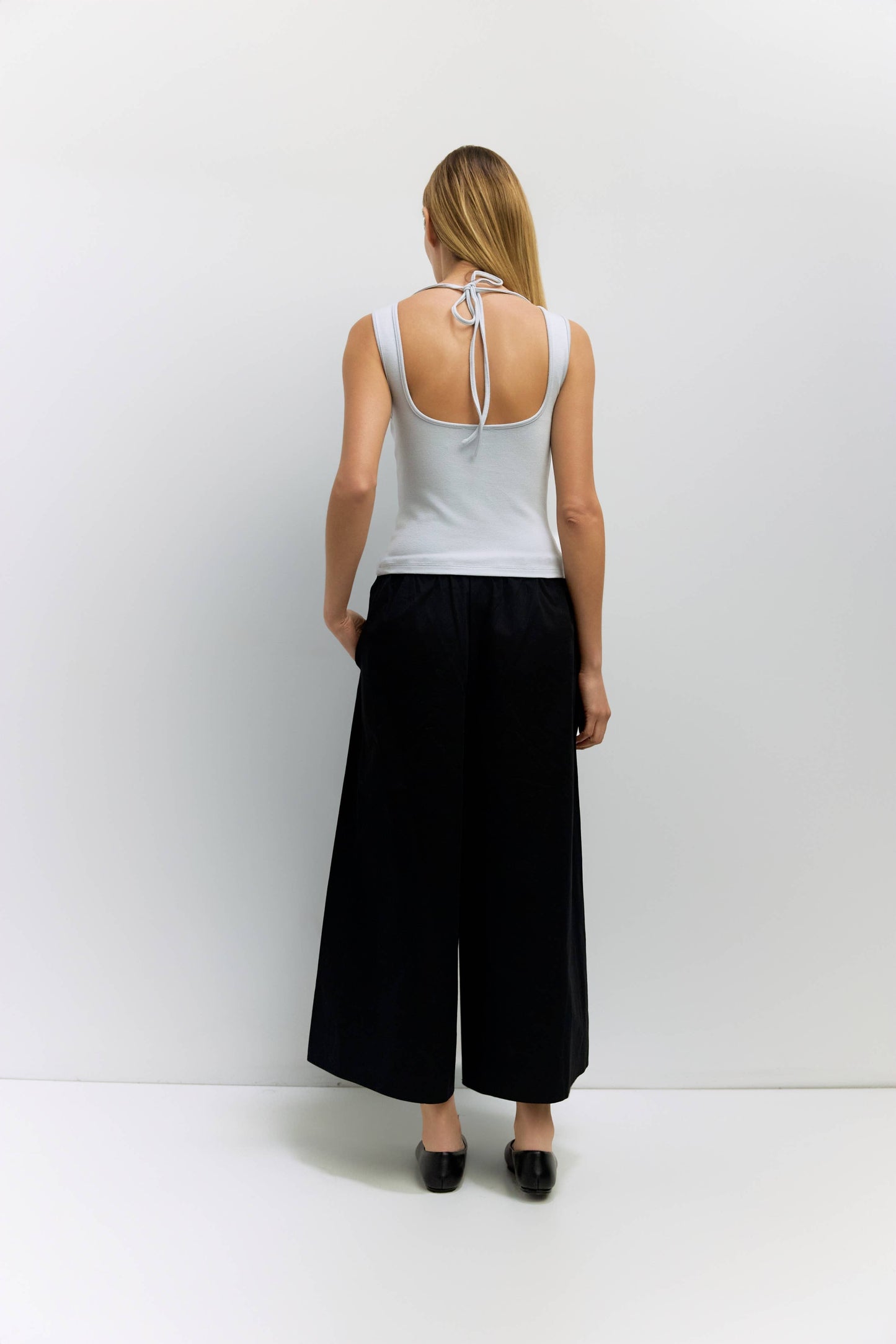Light Blue Cowl Neck Knit Tank Top