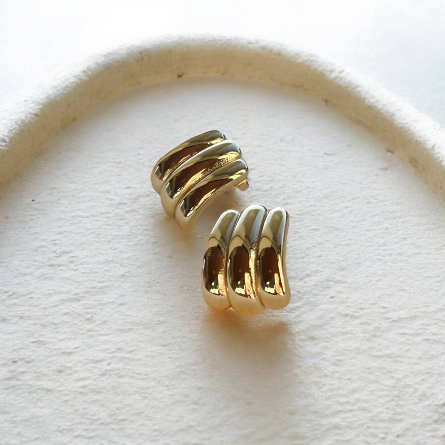 Textured Gold Statement Stud Earrings