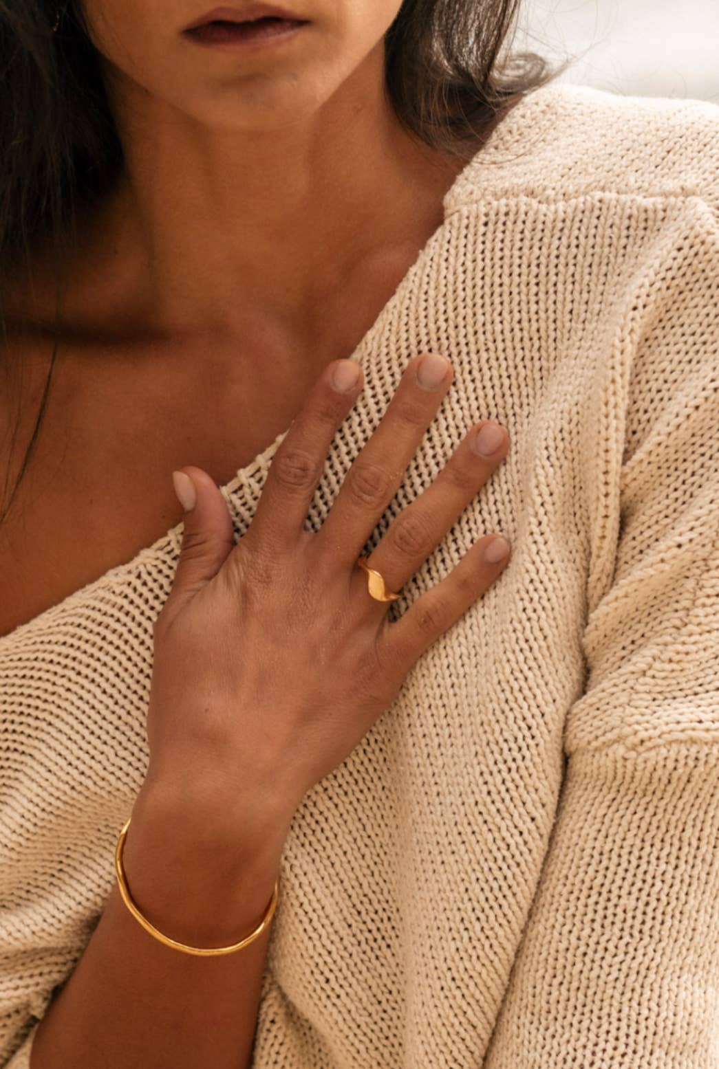 Gold Organic Wavy Statement Ring