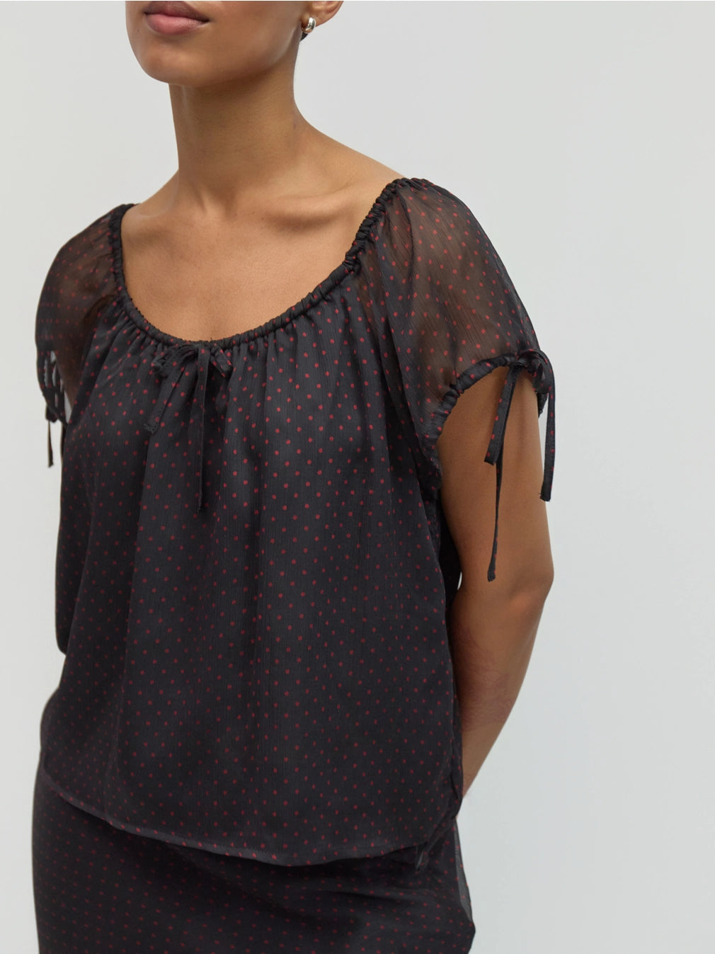 Sheer Polka Dot Chiffon Top