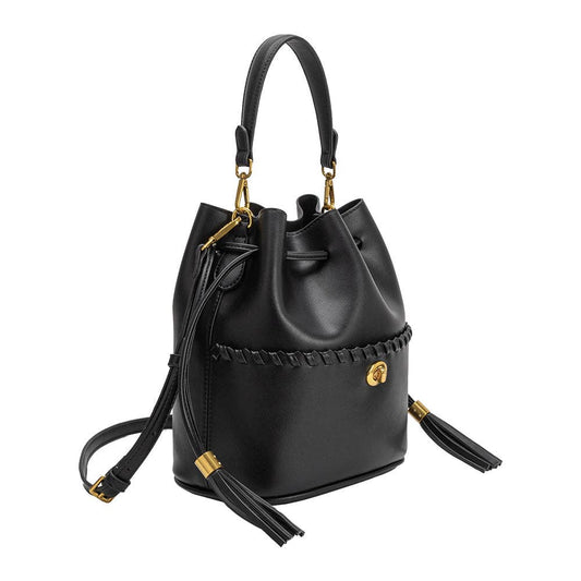 Janae Black Vegan Leather Top Handle Bag