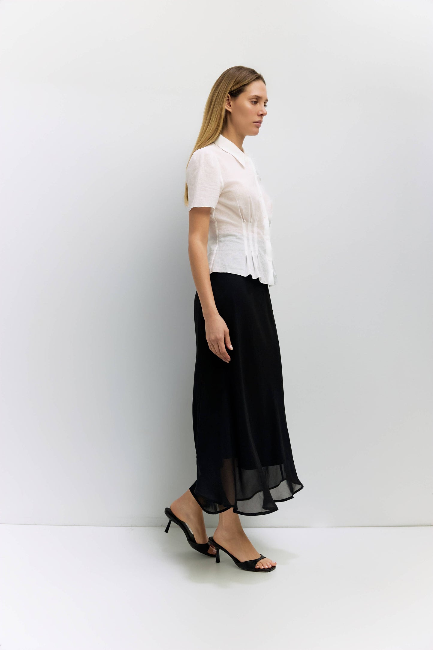 Pleated Waist Cotton Blouse