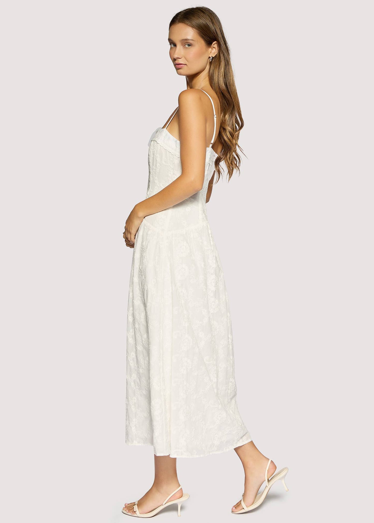 White Embroidered Cotton Maxi Dress