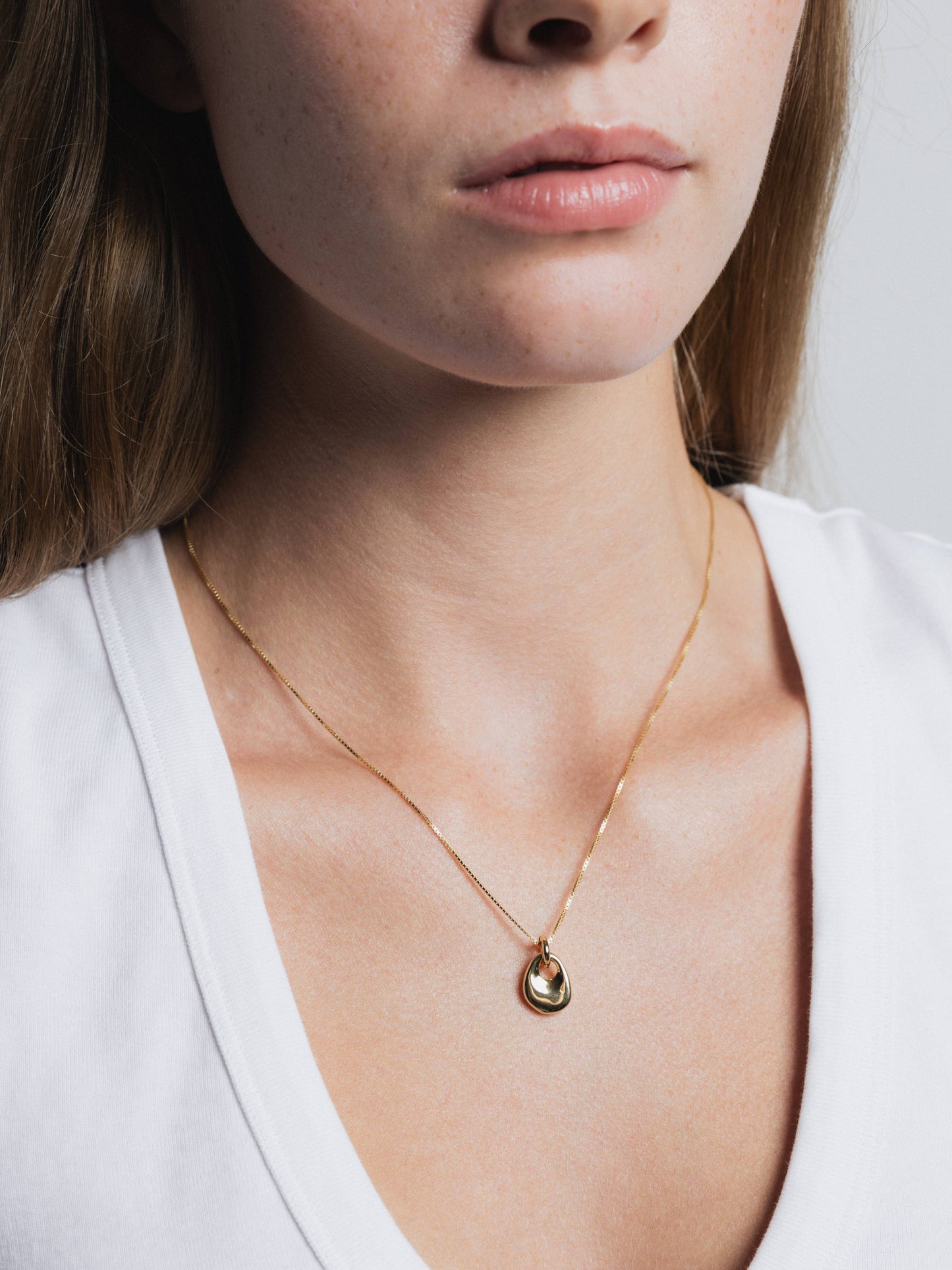 Gold Petal Charm Pendant Necklace