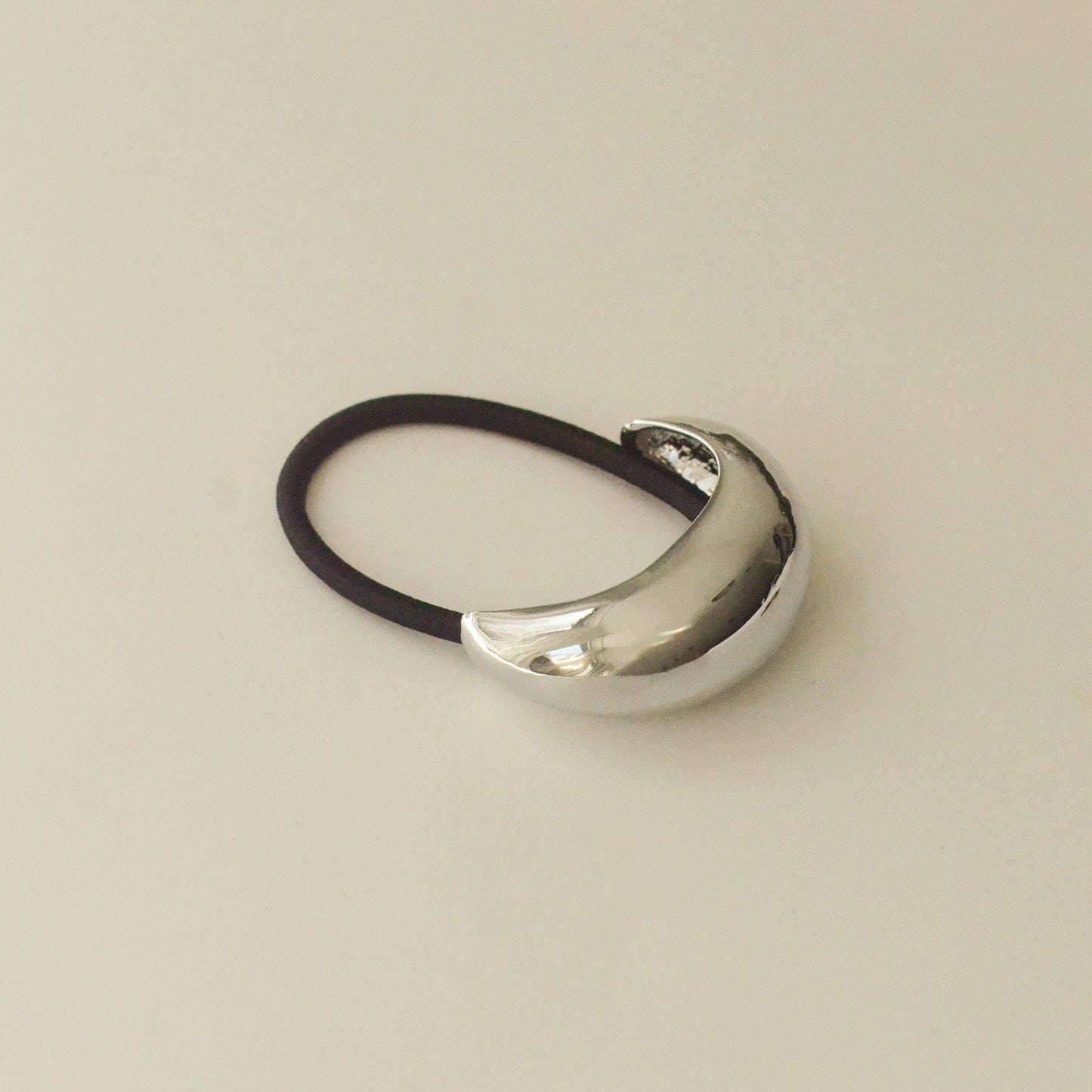 Silver Narrow Crescent Metal Cuff Hair Tie