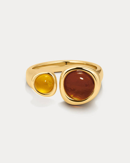 Honey Resin Stud Ring: Gold + Silver