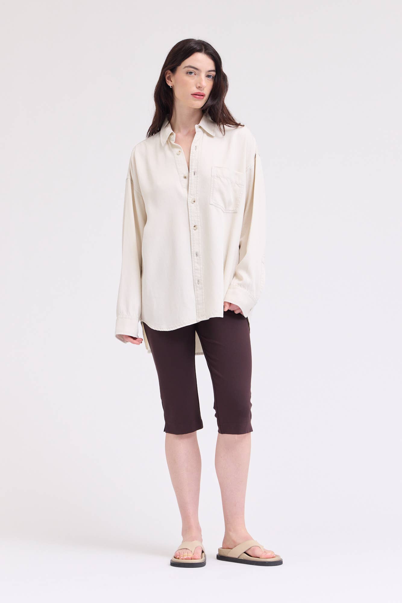 Milk Tencel Button Down Shirt