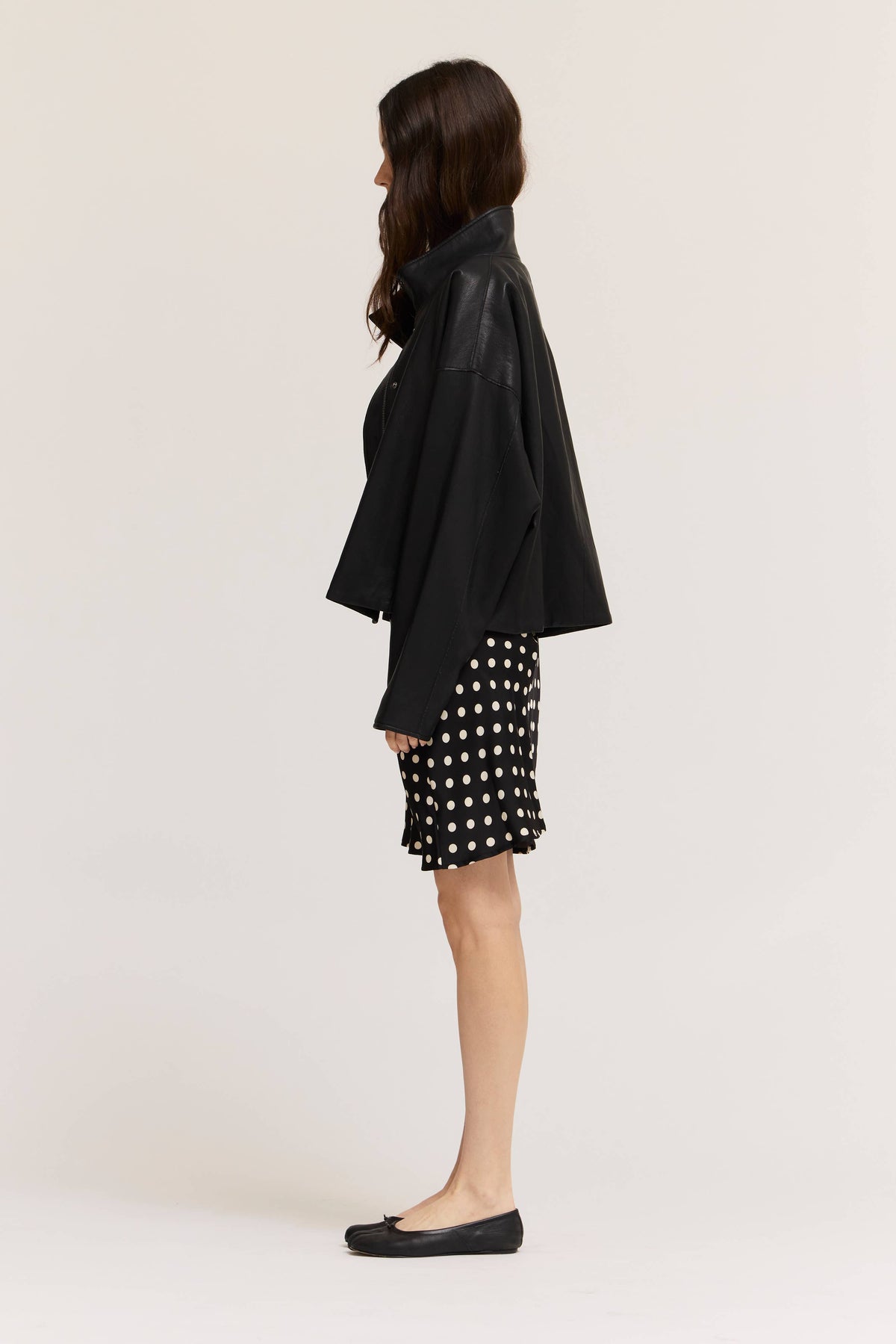 High Collar Vegan Leather Jacket
