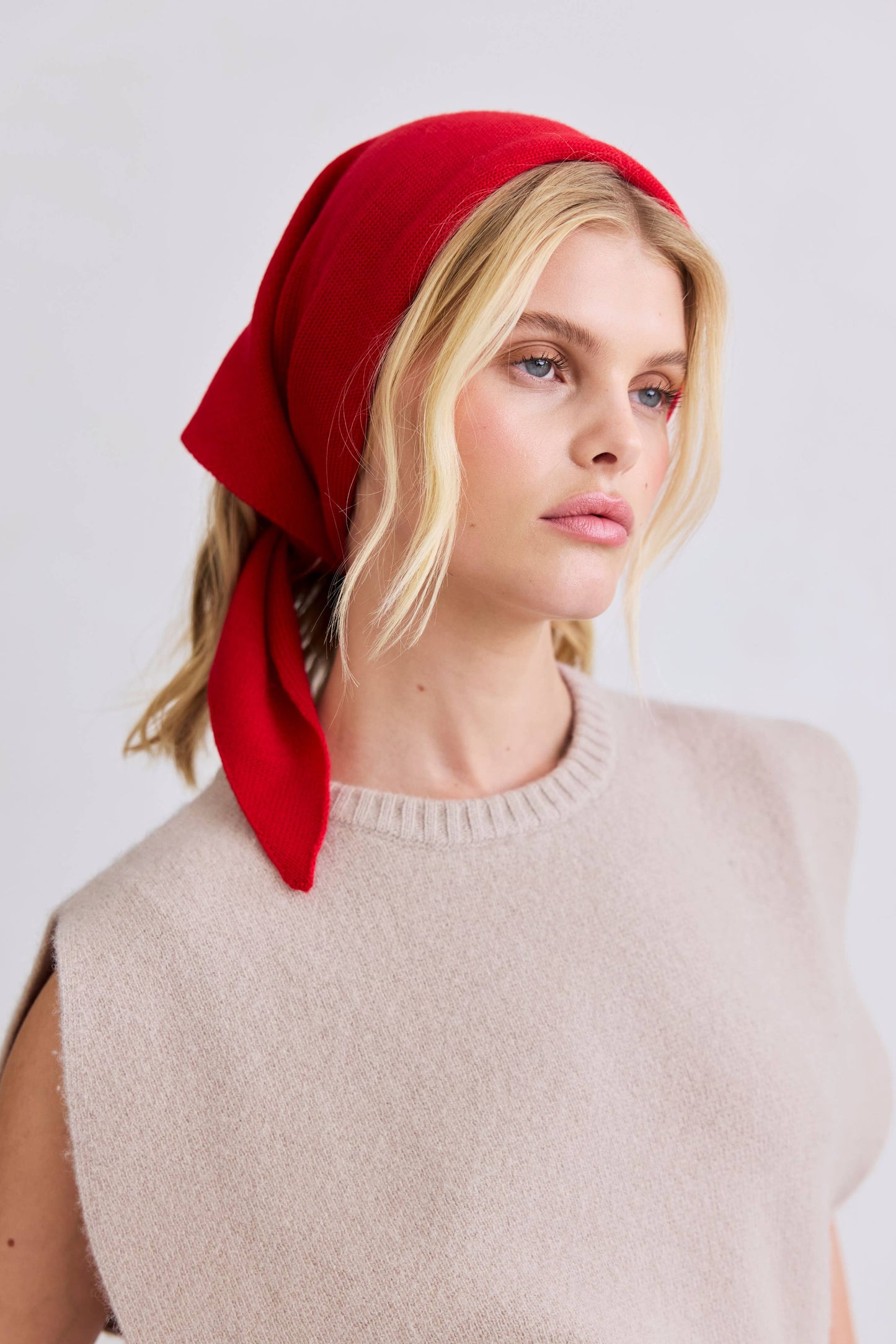 Flame Red Wool Triangle Scarf