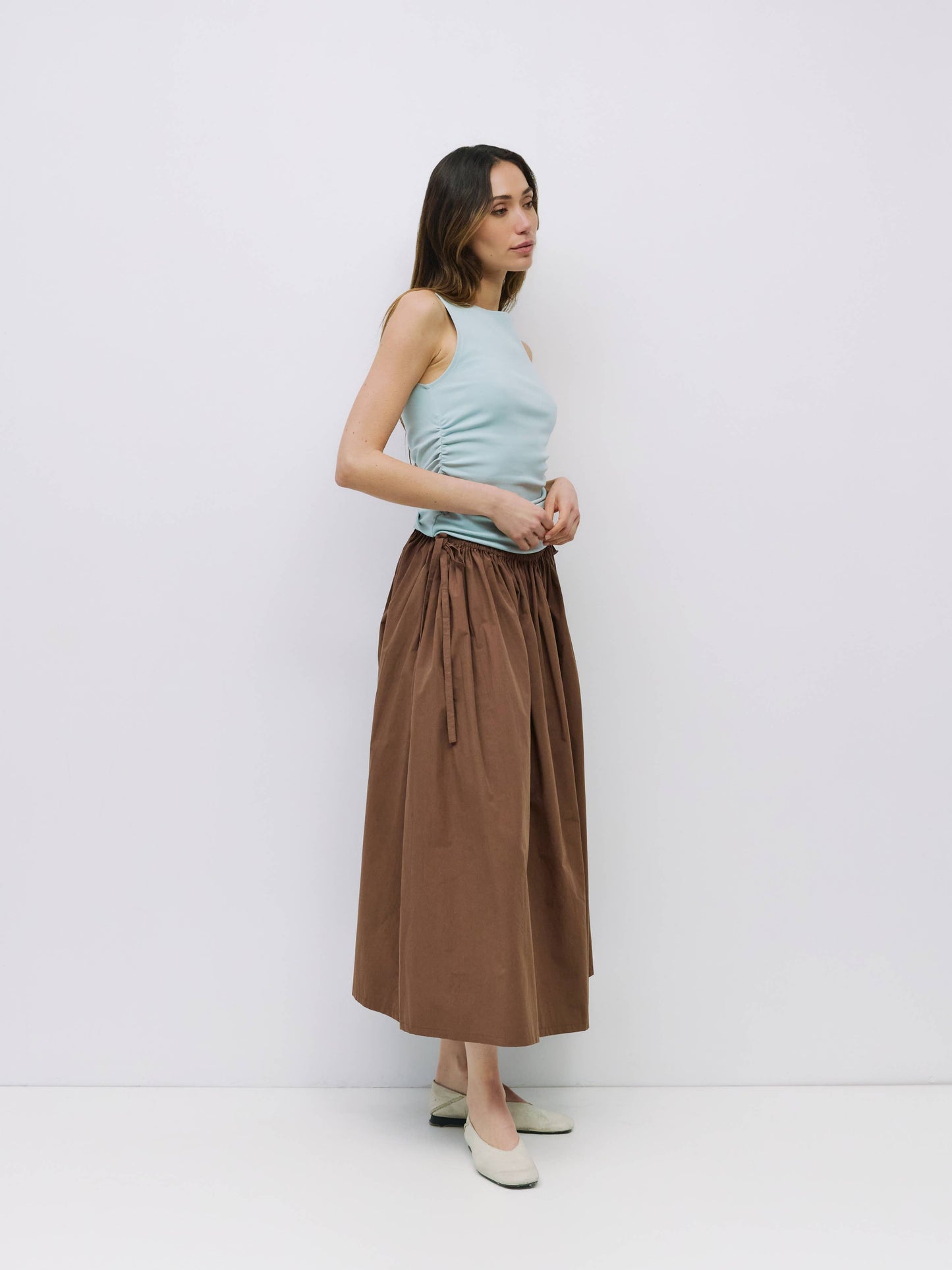 Boat Neck Ruched Knit Tank