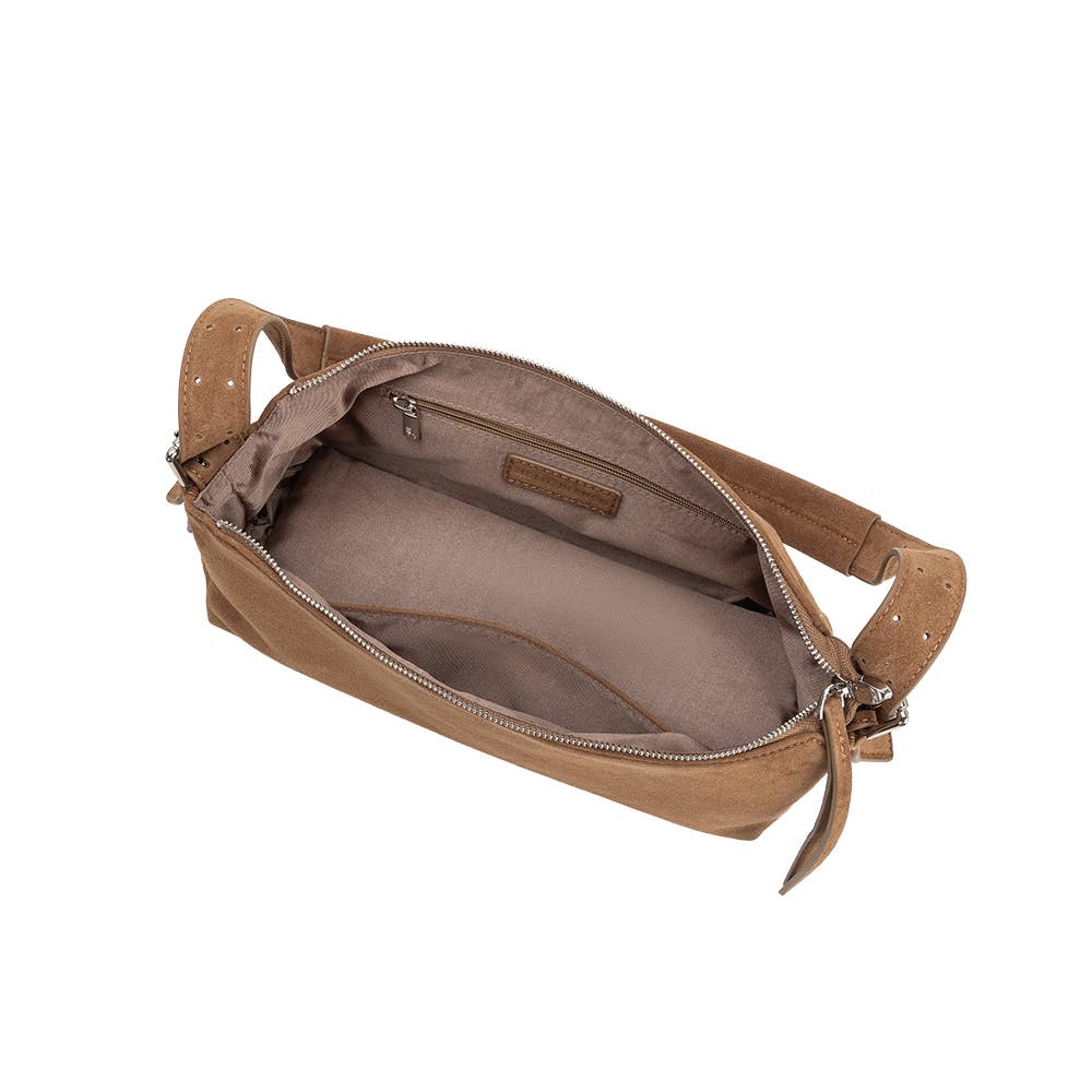 Camel Vegan Suede Valeria Shoulder Bag