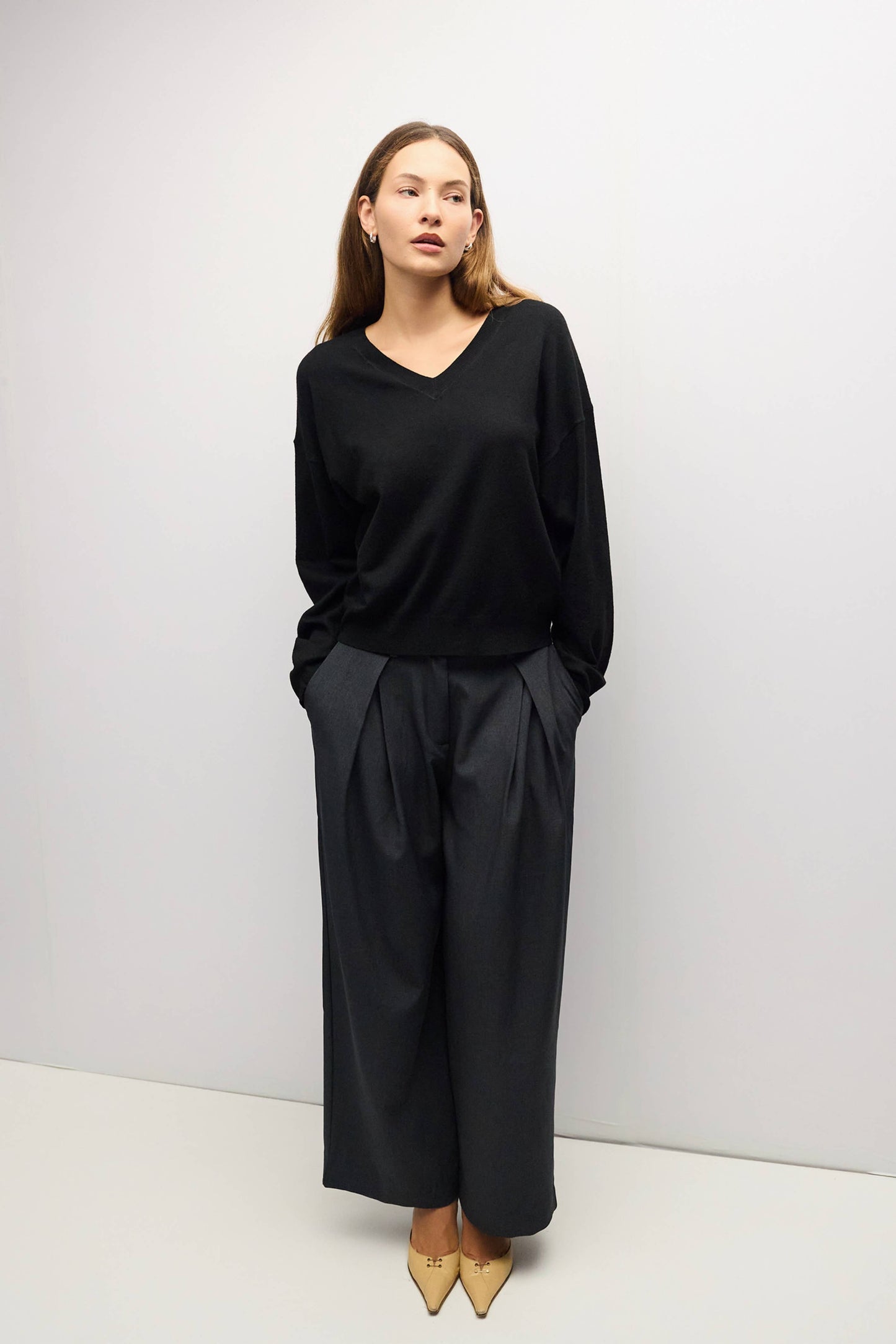 Oversized Black V-Neck Sweater