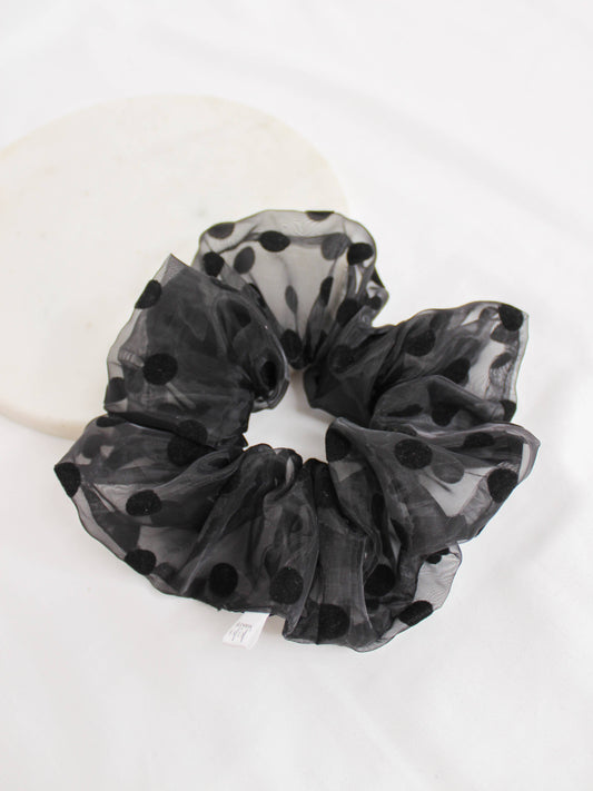 Black Polka Dot Jumbo Sheer Scrunchie
