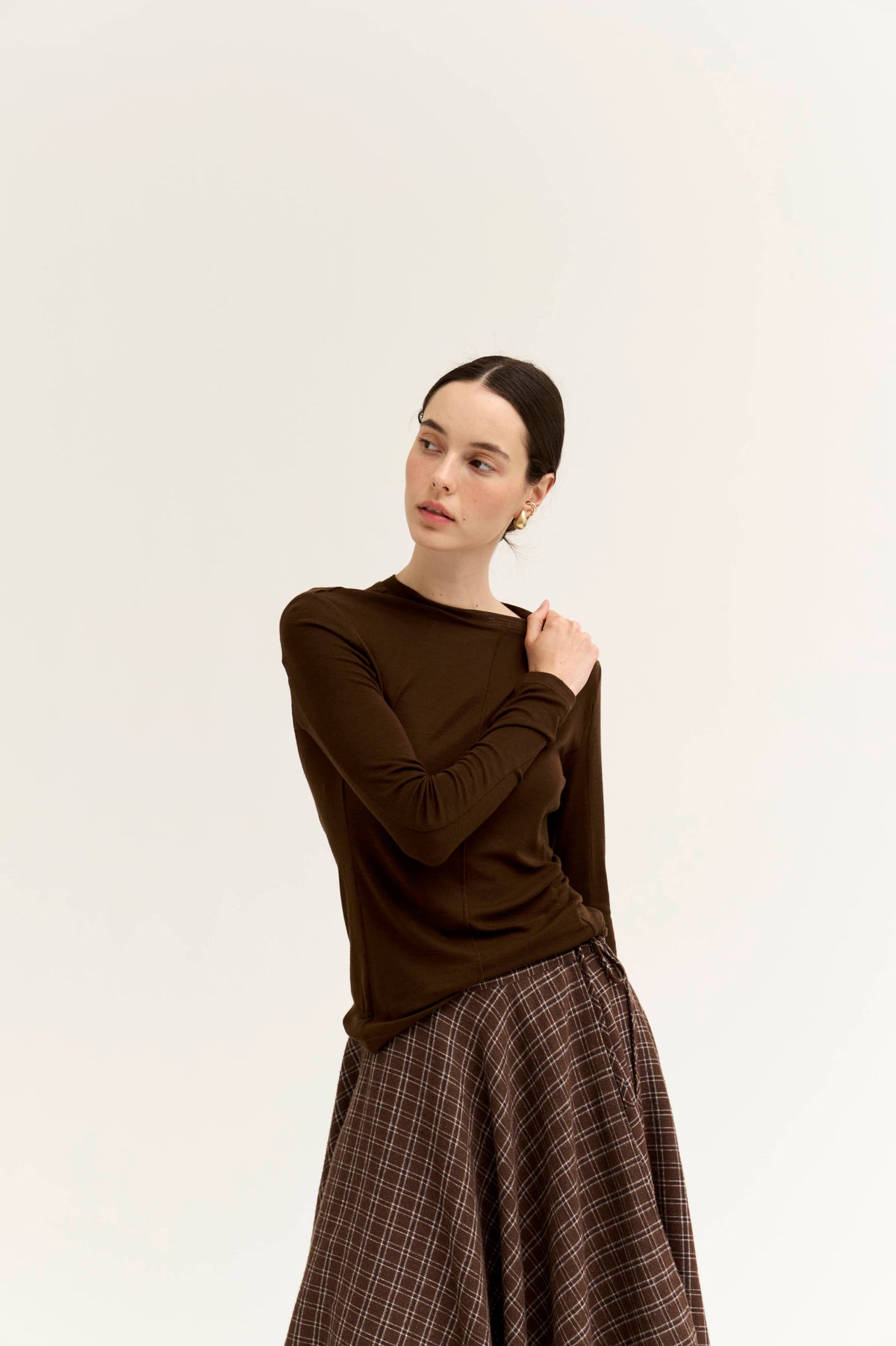 Fitted Seamed Long Sleeve Tee