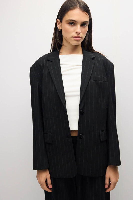 Black Pinstripe Tailored Blazer