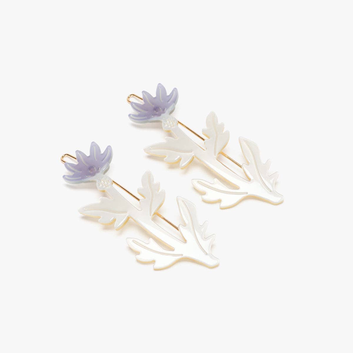 Purple Thistle Flower Hair Clip Set