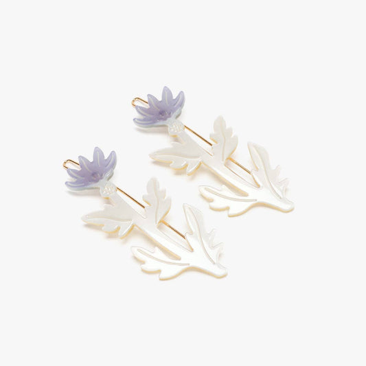 Purple Thistle Flower Hair Clip Set