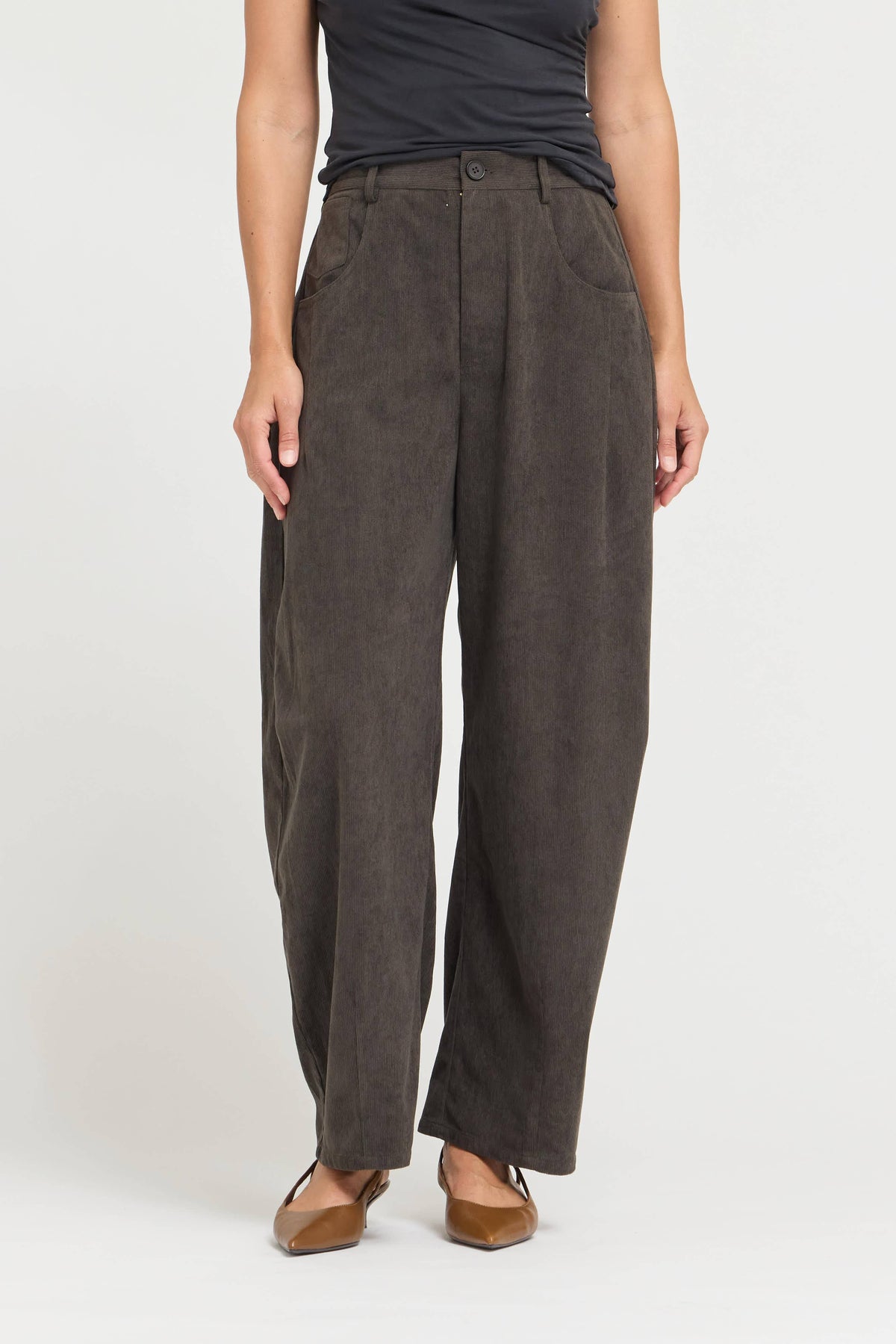 Earthy Olive Relaxed Corduroy Pants